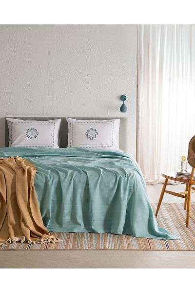 Madame Coco Mathilda Single Cotton Ecocell Plain Pique Set - Turquoise
