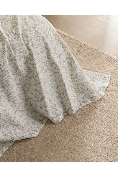 Madame Coco Grain King Size 100% Cotton Karde Printed Pique - Green