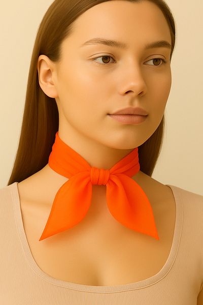 VOOP Orange Colored Plain Chiffon Scarf Multi-Purpose Accessory 50X50