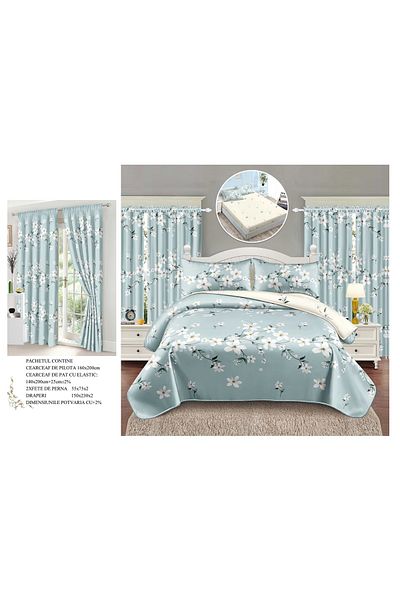 CHIRASO CHIRASO 6-Piece Bedding Set, with Drapery, Fitted Sheet 140x200, Duvet Cover, 2 Pillowcases