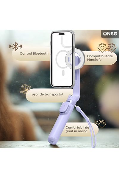 Spigen Selfie Stick Tripod Bluetooth Magsafe, Iphone Android Universal, Wireless Rechargeable, Purple