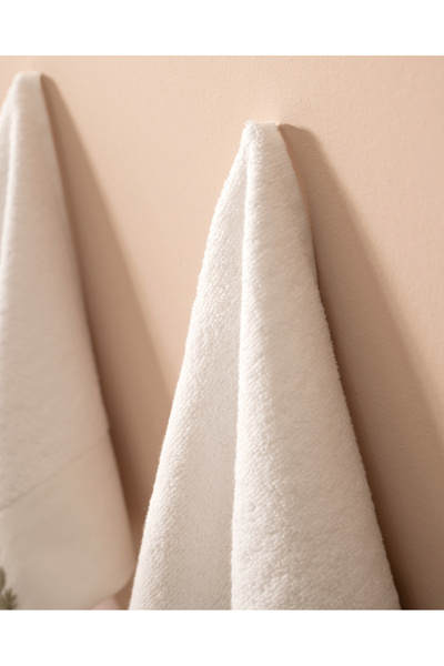 Madame Coco Thelma Вишитий 100% бавовняний рушник для рук, 2 шт. - Білий - 30x45 см