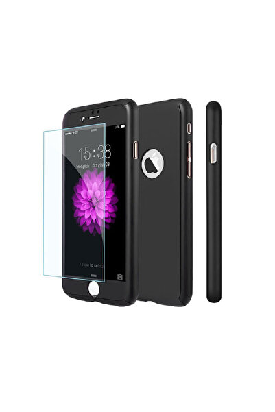 BLACK Carcasă iPhone 6/6S Plus cu protecție completă 360° + folie de sticlă, ...