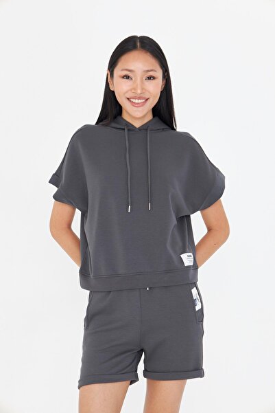 TIFFANY&TOMATO Kapüşonlu Kısa Kol Modal Sweatshirt