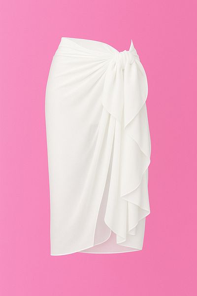 VOOP White Long Summer Chiffon Beach Pareo 80X150 cm Breathable Thin Fabric