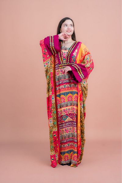IKKXA Boho Embroidered Loose Fit Jalabiya