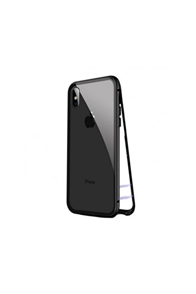 BLACK Μαγνητική προστατευτική θήκη για iPhone XS MAX, κατασκευασμένη από σκλη...