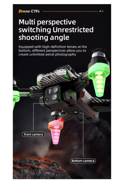 Genel Markalar C19S HD Dual 360 kamera katlanabilir çantalı drone karbon tasarım kaliteli drone seti