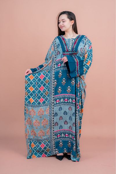IKKXA Boho Embroidered Loose Fit Jalabiya