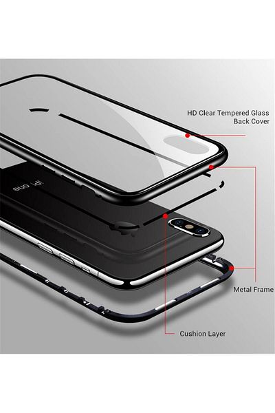 OEM Carcasă din aluminiu cu închidere magnetică și spate din sticlă securizată pentru iPhone X