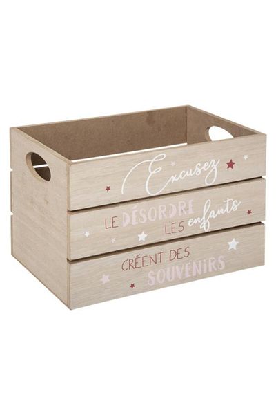 Generic atmosphera 2-Piece Aesthetic and Sturdy Design Fibreboard Wooden Crate for Kids Beige and Pink