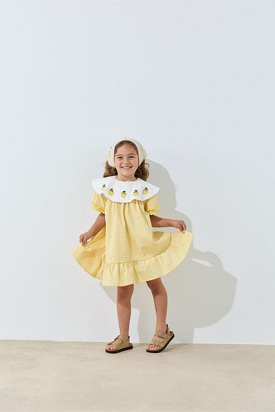 Tics Gingham Dress - Yellow