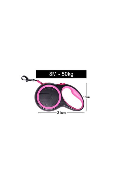 NO BRAND Extra strong retractable leash, pink, for dogs, extendable up to 8 meters and 50 kg