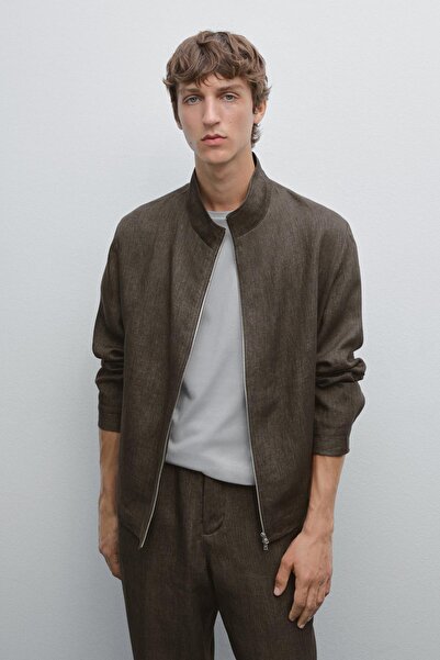 Massimo Dutti Soluk Efektli Total Look Keten Bomber Ceket