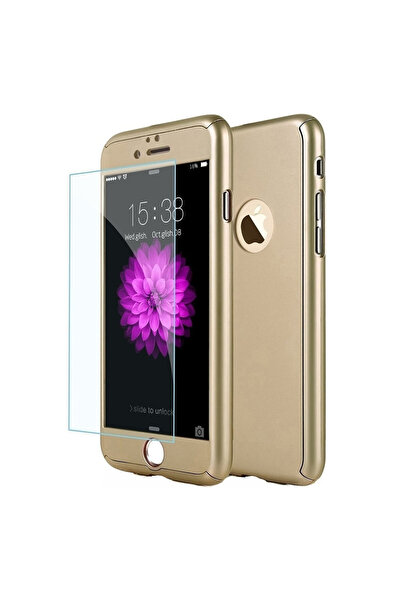 Gold Carcasă Full Cover 360° (față + spate + sticlă) pentru iPhone 8, aurie