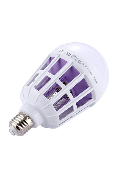 WHITE Set de 2 becuri LED anti-insecte cu lumină puternică 15W - Bec 2 în 1 cu lampă UV împotriva insectelor