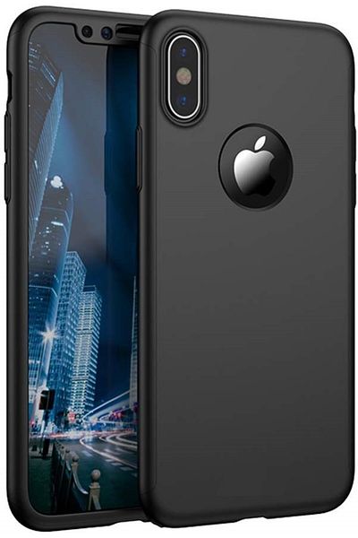 BLACK GloMax FullBody Black Case for Apple iPhone X with glass protector included