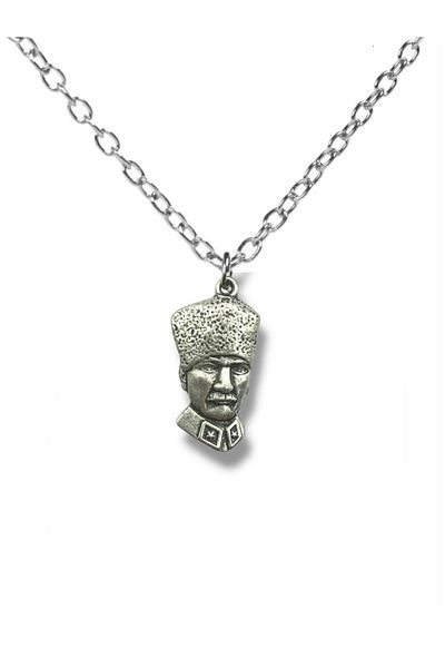 Herşey Nota Silver Color Unisex Necklace with Mustafa Kemal Atatürk Silhouette Figure – Meaningful and Stylish Design