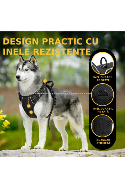 Sofia Concept Ham pentru Caine, Sofia CONCEPT, Ajustabil, Vesta Oxford, Reflectorizant, Caini de Talie Mica, Negru