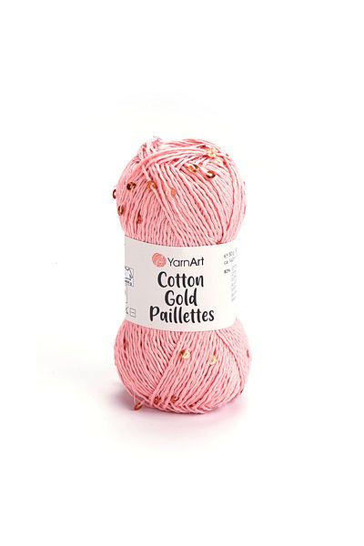 Yarnart Cotton Gold Paillettes - Knitting Yarn Pink-7108