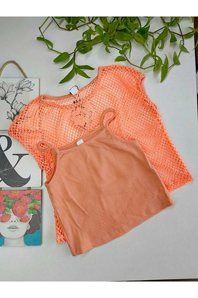 GallanD Girl's Clothing Strap Mesh 2-Piece Top Stylish Useful Comfortable Summer Outfit