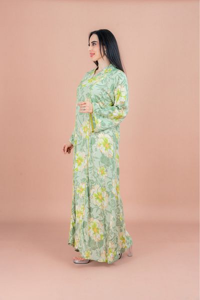 IKKXA Floral Elegance Collared Jalabiya