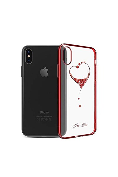 OEM Carcasă GloMax pentru Apple iPhone X cu design de cristale - Roșu