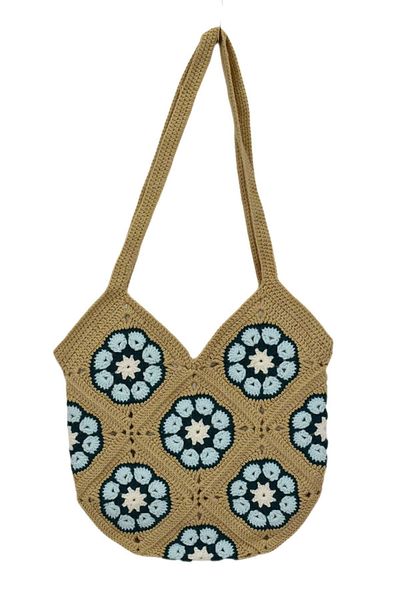 BAGLAN Hand Knitted Motif Patterned Lined Shoulder Bag Bgl-St04725