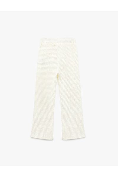 Koton Textured Spanish Leg Trousers with Elastic Waist