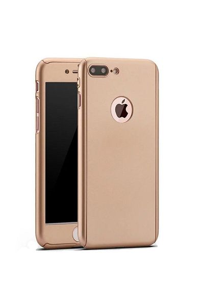 Gold Carcasă Full Cover 360° (față + spate + sticlă) pentru iPhone 8 Plus, aurie