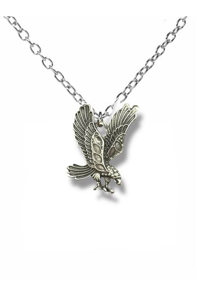 Herşey Nota Unisex Necklace with Flying Eagle Figure - Stylish Design Representing Power and Freedom - 60 cm Chain
