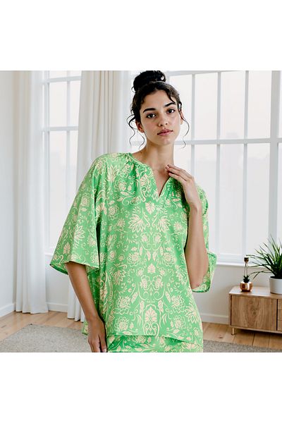FAV Floral Print Satin Top and Pyjama Set