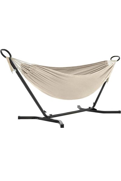 SONGMICS Hammock With Metal Frame, Adjustable To 5 Heights, Maximum 240 Kg, 300x90x95cm, Beige