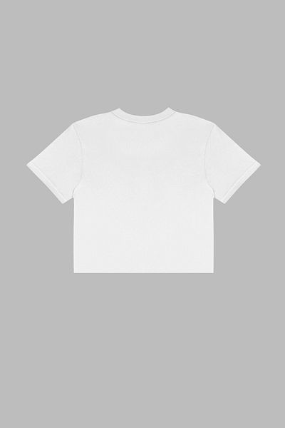 Sekizbiraltı Cross Necklace Printed White Crop Top