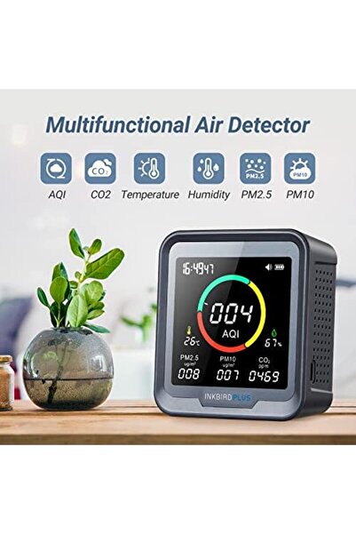 INKBIRDPLUS 6-in-1 Indoor Air Quality Monitor, Detects CO2, PM2.5, PM10, AQI, Temperature and Humidi