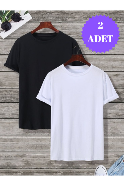 FUNSTYLE Pachet de 2 tricouri pentru femei cu gât rotund