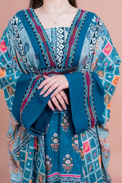 IKKXA Boho Embroidered Loose Fit Jalabiya