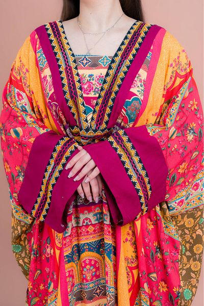 IKKXA Boho Embroidered Loose Fit Jalabiya
