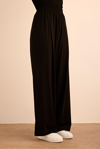 Aker Beli Lastikli Örme Bol Pantolon