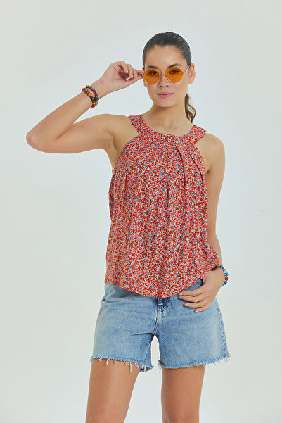 Los banditos Bluză fără mâneci în stil boem plisat