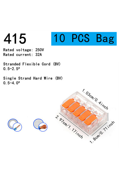Choice4 10pcs-415-Bag 10-75 Pcs Orange Universal Type Quick Plug-in Terminals,Electrical Equipment Connector