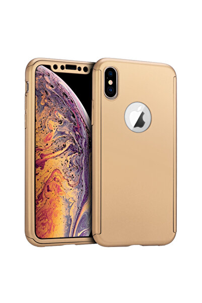 Gold 360° пълна защита - iPhone XS MAX - златен - (преден + заден + стъклен п...