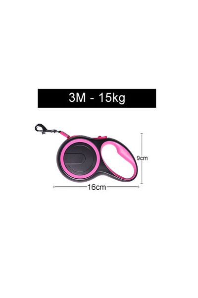 NO BRAND Extra strong retractable leash, pink, for dogs, extendable up to 3 meters, 15 kg