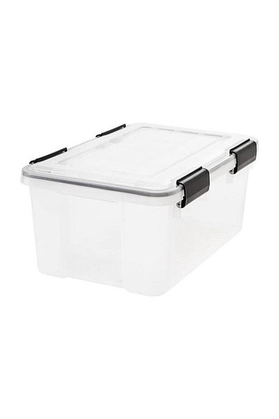 Generic IRIS Rectangular Storage Tote Box Clear and Black 19 Quart 0536102