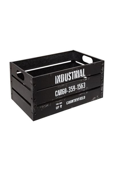 Generic atmosphera 3-Piece Industrial High Quality Iron Storage Crate Set Black and White 166518B