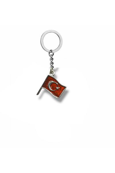 Herşey Nota Turkish Flag Red and White Flag Metal Keychain with Moon and Star Figures – Unisex Accessory with National Spirit