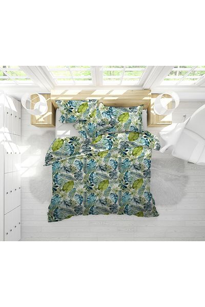 ALCAM Set 2 Microfiber Pillows 50x70 Cm And Quilted Duvet 180x200 Cm, Jungle