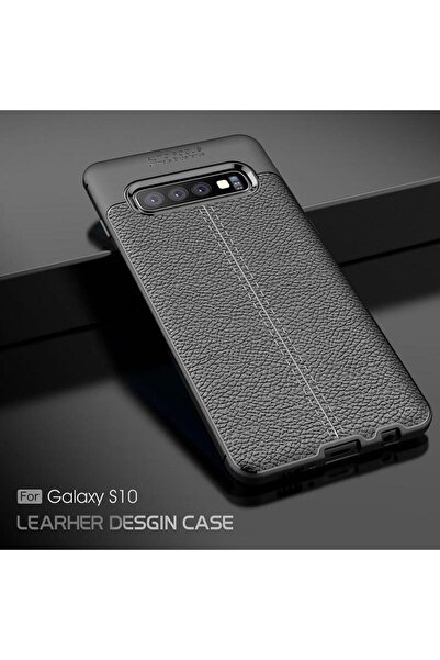 BLACK Husă pentru Samsung Galaxy S10e, GloMax AUTO FOCUS cu inserții din piel...