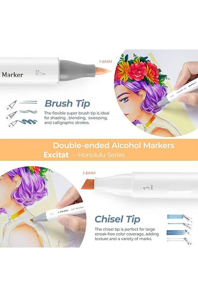 OEM Alcohol Markers, Excited, 2-Headed, 48 Pieces, Multicolor