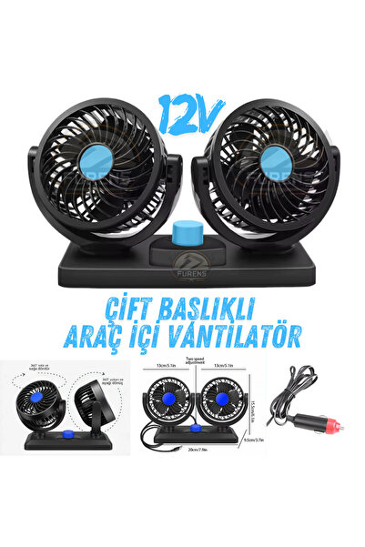 Furens Araç İçi Vantilatör 360° Dönebilen Torpido Üstü Çift Başlıklı Vantilat...